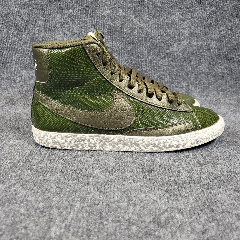 Nike Blazer Shoes Womens Size 9 Green Snake Premium Mid Leather Lace-Up Sneaker